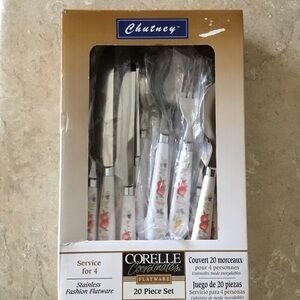 Vintage Corelle Stainless 20-Piece Flatware Set ABUDANCE Harvest Fruit